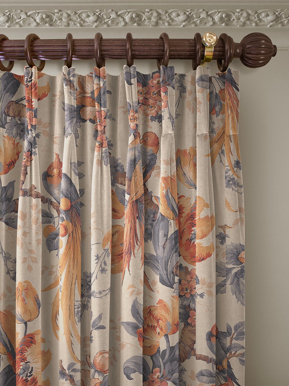 Lovebirds Recycled Velvet Fabric - Papaya - Divine Savages - DVS171-LVEBRDS-PAP-VEL-MET - Premier Wallcovering