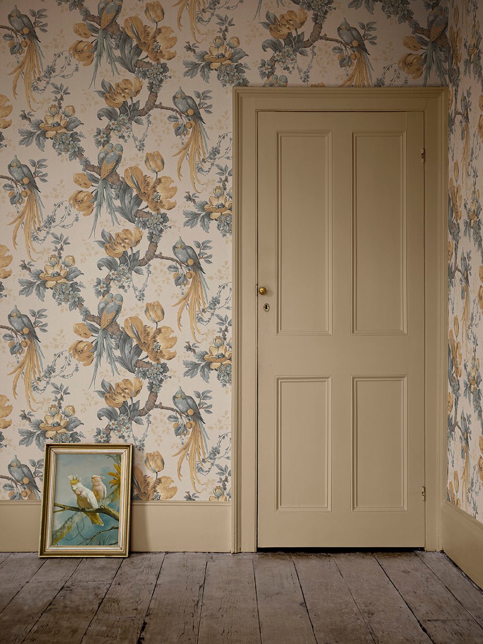 Lovebirds Wallpaper - Honey - Divine Savages - DVS172-LVEBRDS-HNY-WR - Premier Wallcovering