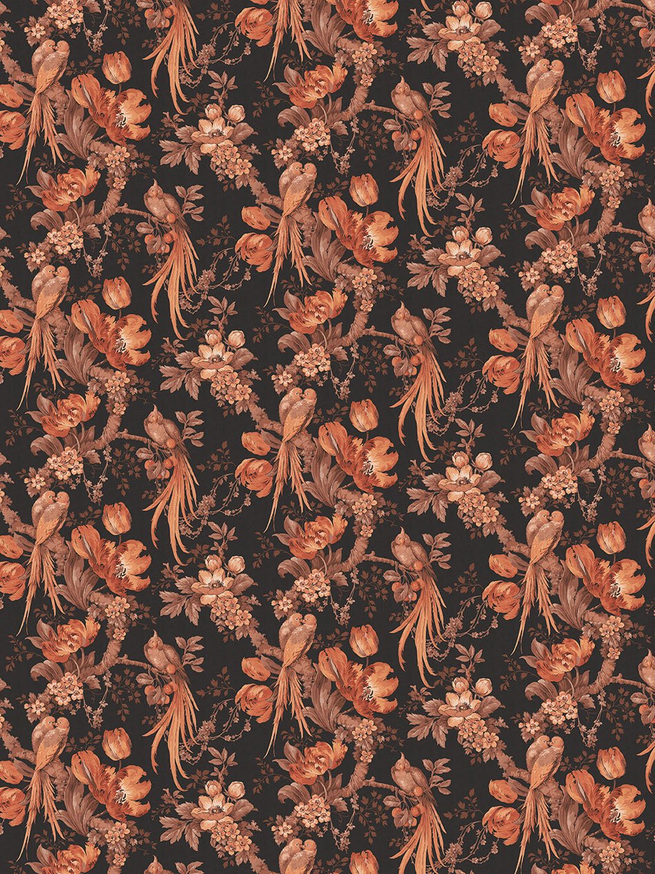 Lovebirds Wallpaper - Black - Divine Savages - DVS176-LVEBRDS-BLK-WR - Premier Wallcovering