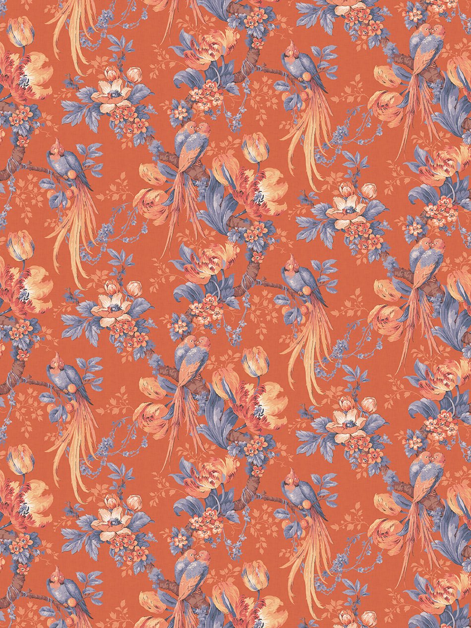 Lovebirds Wallpaper - Burnt Sienna - Divine Savages - DVS180-LVEBRDS-SIEN-WR - Premier Wallcovering