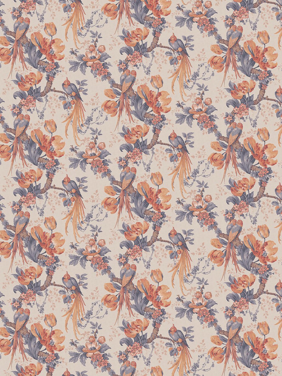 Lovebirds Wallpaper - Papaya - Divine Savages - DVS171-LVEBRDS-PAP-WR - Premier Wallcovering