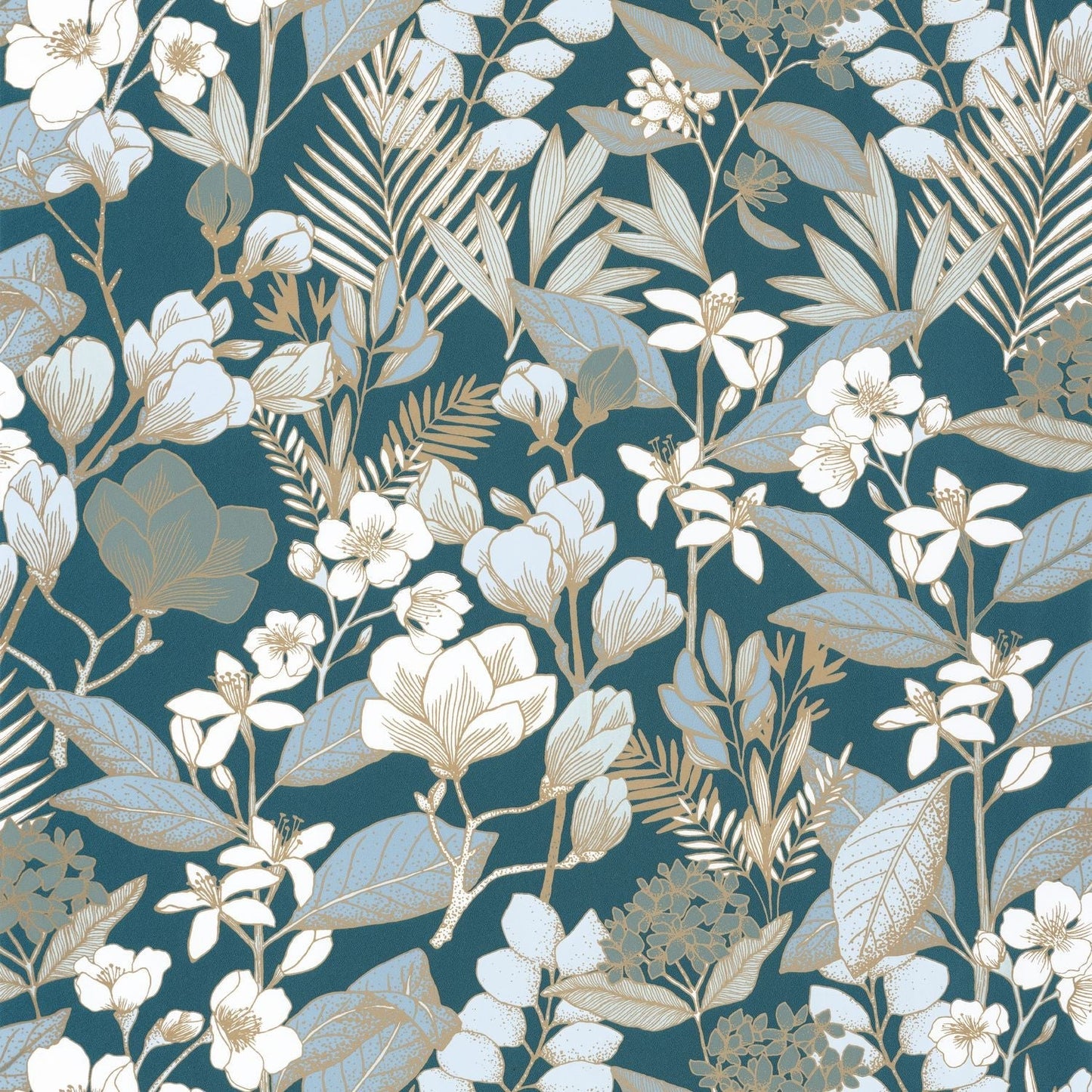 Lovely Field Wallpaper - Teal Blue - Caselio - 102656162 - Premier Wallcovering