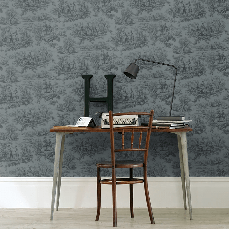 Lovers Toile Wallpaper - Hicks’ Blue - Little Greene - 0263LOHICKS - Premier Wallcovering