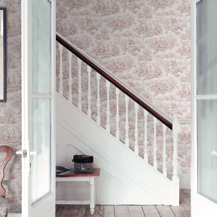 Lovers Toile Wallpaper - Blush - Little Greene - 0263LOBLUSH - Premier Wallcovering