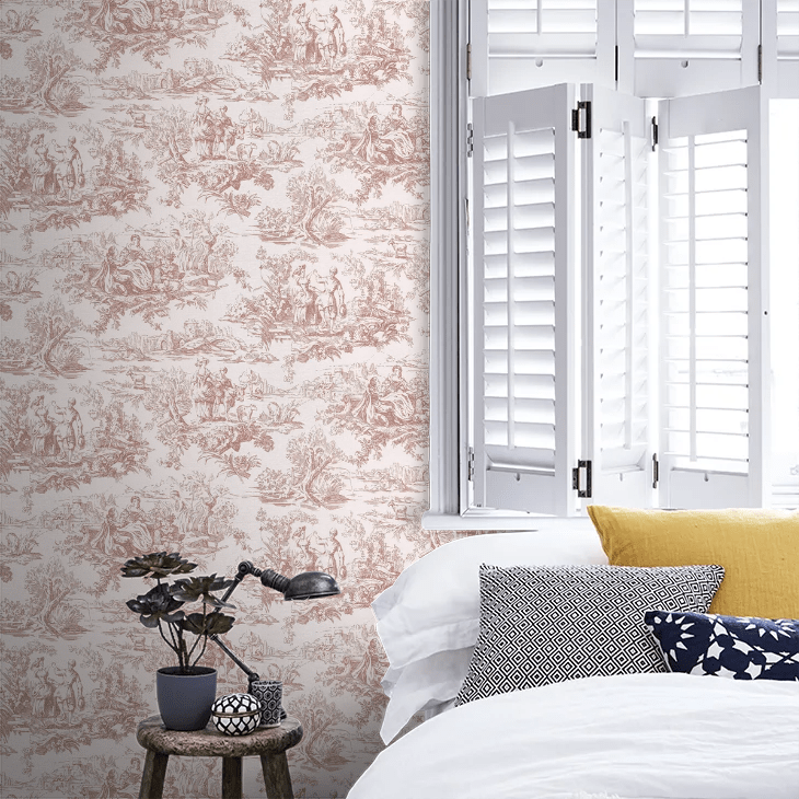 Lovers Toile Wallpaper - Blush - Little Greene - 0263LOBLUSH - Premier Wallcovering