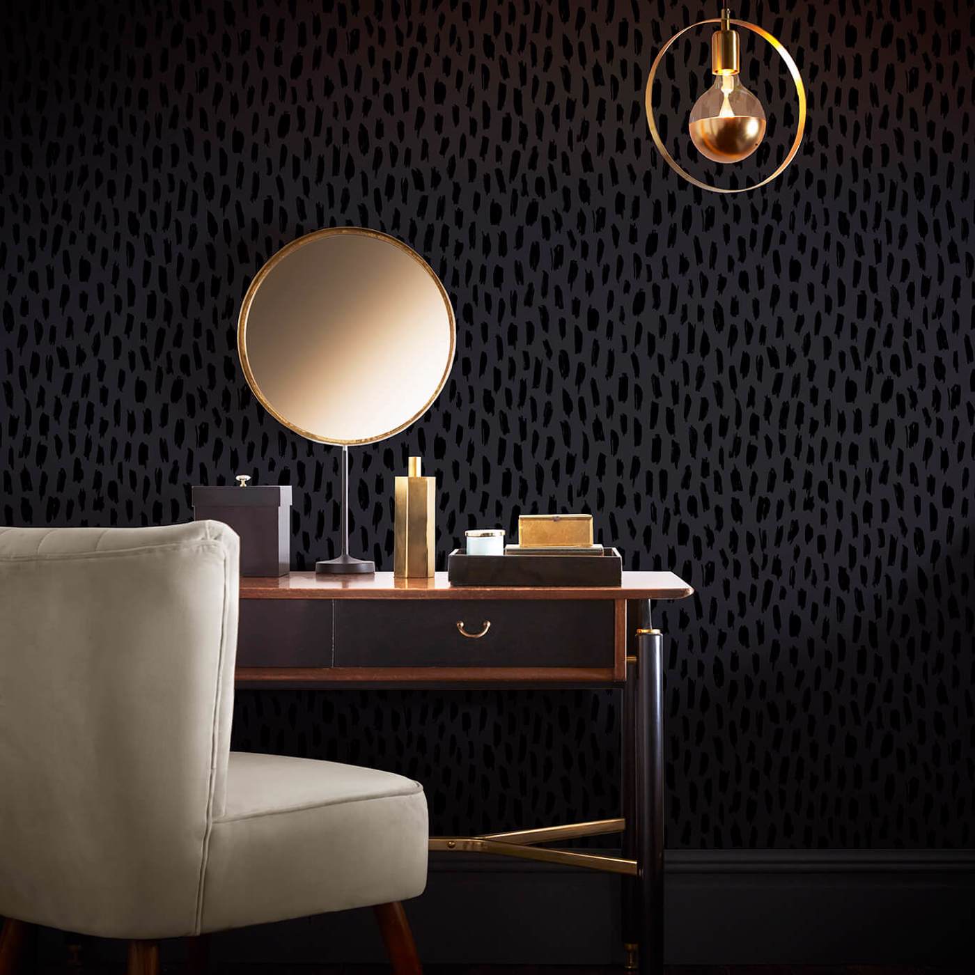 Loxley Wallpaper - Noir - Clarke & Clarke - W0226/05 - Premier Wallcovering