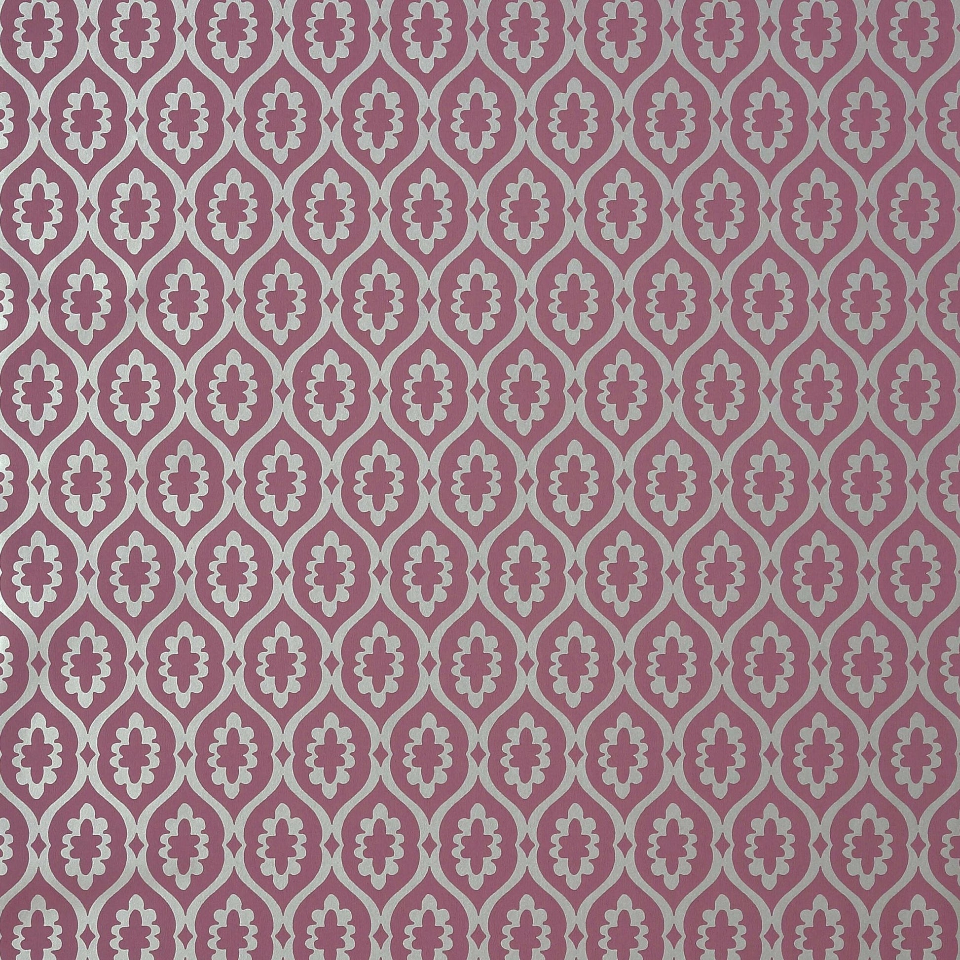 Lucas Wallpaper - Plum on Metallic Silver - Thibaut - T13049 - Premier Wallcovering