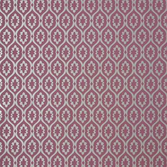 Lucas Wallpaper - Plum on Metallic Silver - Thibaut - T13049 - Premier Wallcovering