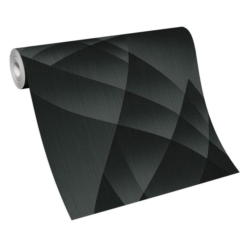 Lumina Geometric Metallic Wallpaper - Black - Erismann - 10374 - 15 - Premier Wallcovering