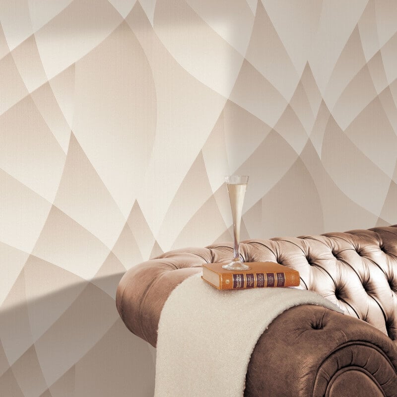 Lumina Geometric Metallic Wallpaper - Beige - Erismann - 10374 - 02 - Premier Wallcovering