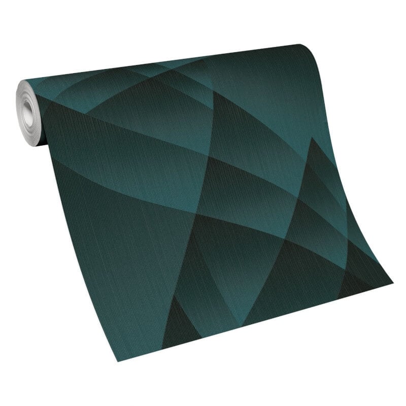 Lumina Geometric Metallic Wallpaper - Turquoise - Erismann - 10374 - 18 - Premier Wallcovering