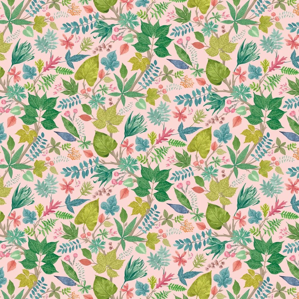 Lush Leaves Wallpaper - Watermelon - Ohpopsi - RON50117W - Premier Wallcovering