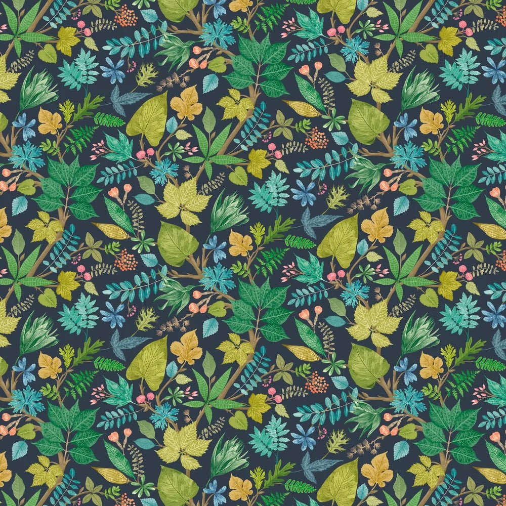 Lush Leaves Wallpaper - Midnight Garden - Ohpopsi - RON50118W - Premier Wallcovering
