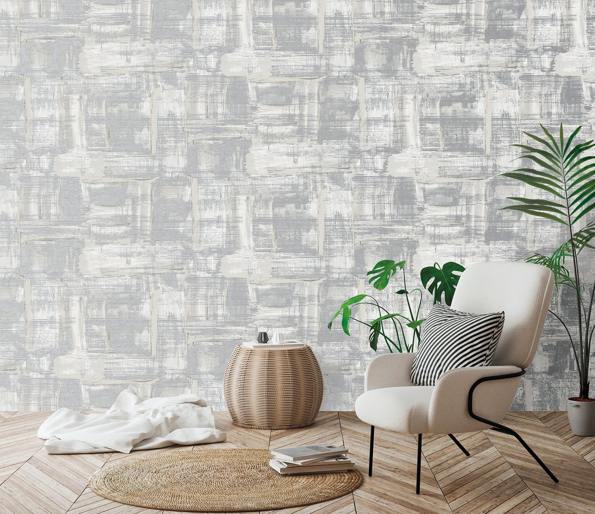 Lustre Abstract Wallpaper - Silver Grey - Galerie - SM0604 - Premier Wallcovering