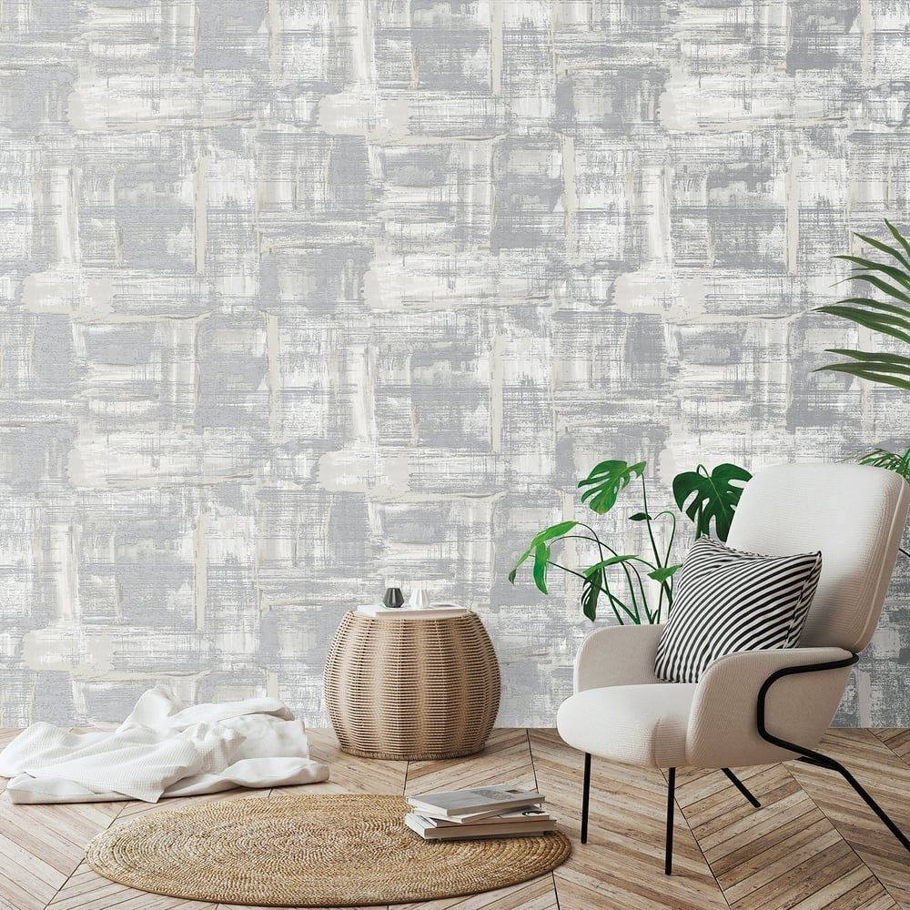 Lustre Abstract Wallpaper - Silver Grey - Galerie - SM0604 - Premier Wallcovering