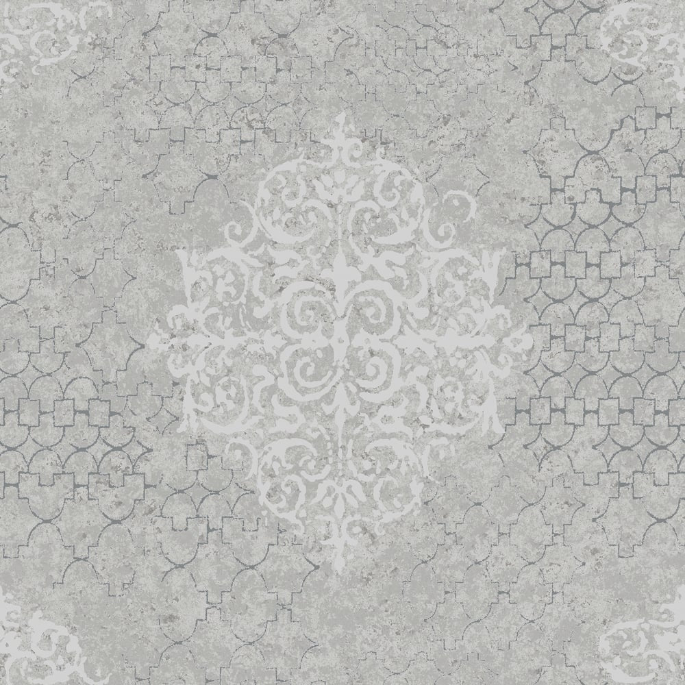 Lustre Damask Mottled Wallpaper - Silver Grey - Galerie - CM2483 - Premier Wallcovering