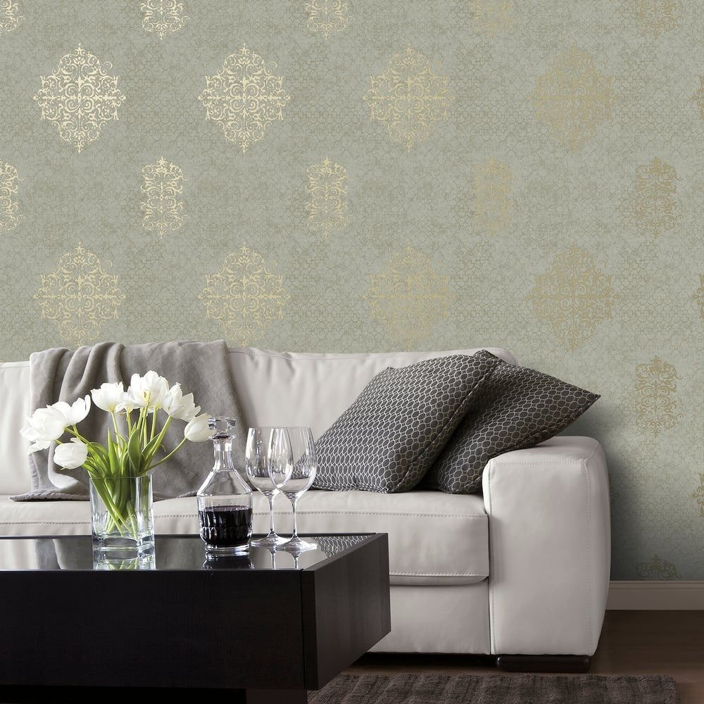 Lustre Damask Mottled Wallpaper - Bronze Brown - Galerie - CM2486 - Premier Wallcovering