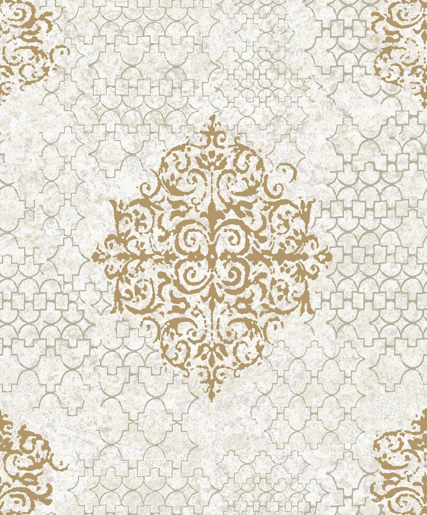 Lustre Damask Mottled Wallpaper - Cream / Gold - Galerie - CM2485 - Premier Wallcovering