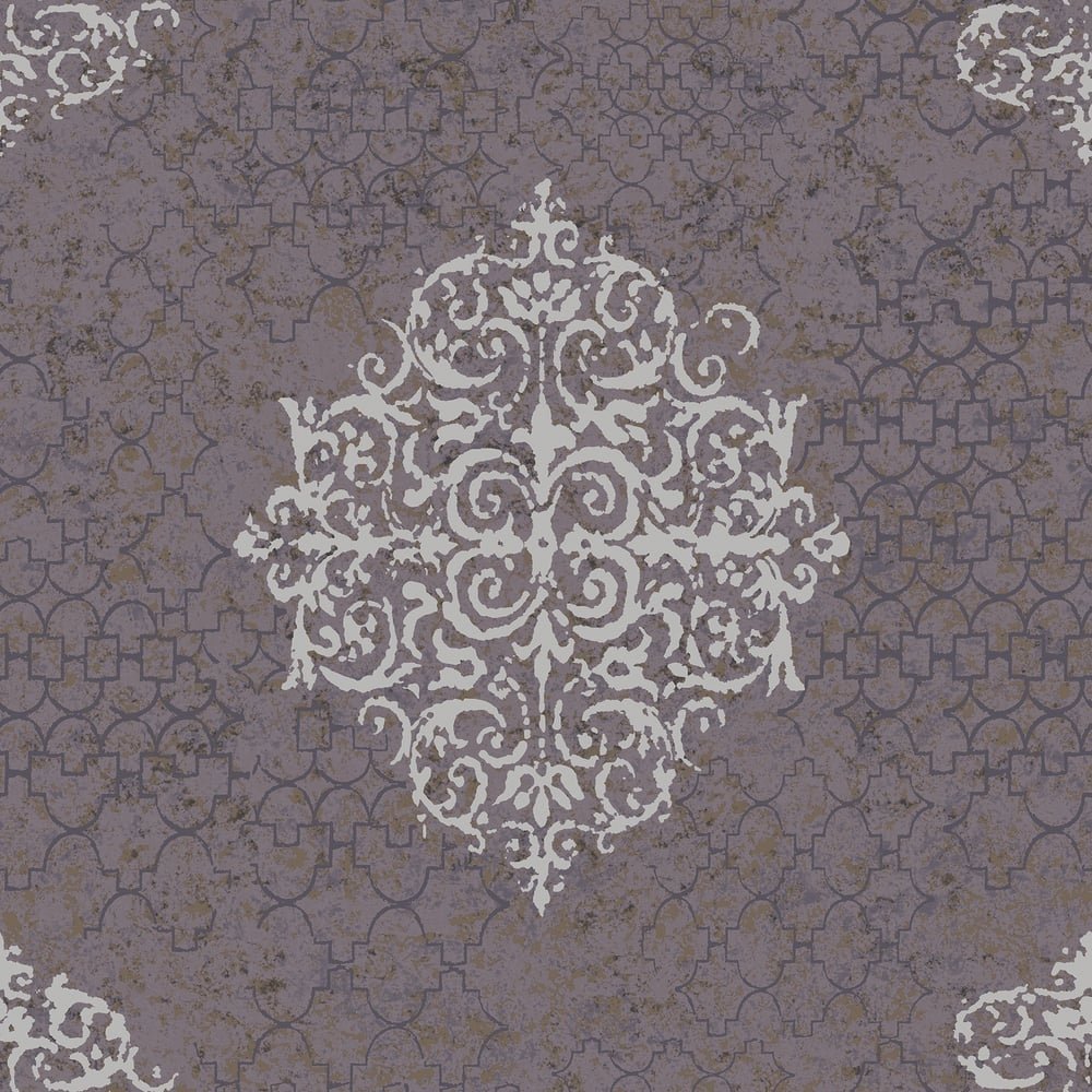 Lustre Damask Mottled Wallpaper - Purple Lilac - Galerie - CM2481 - Premier Wallcovering