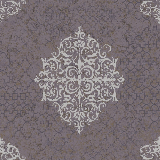 Lustre Damask Mottled Wallpaper - Purple Lilac - Galerie - CM2481 - Premier Wallcovering