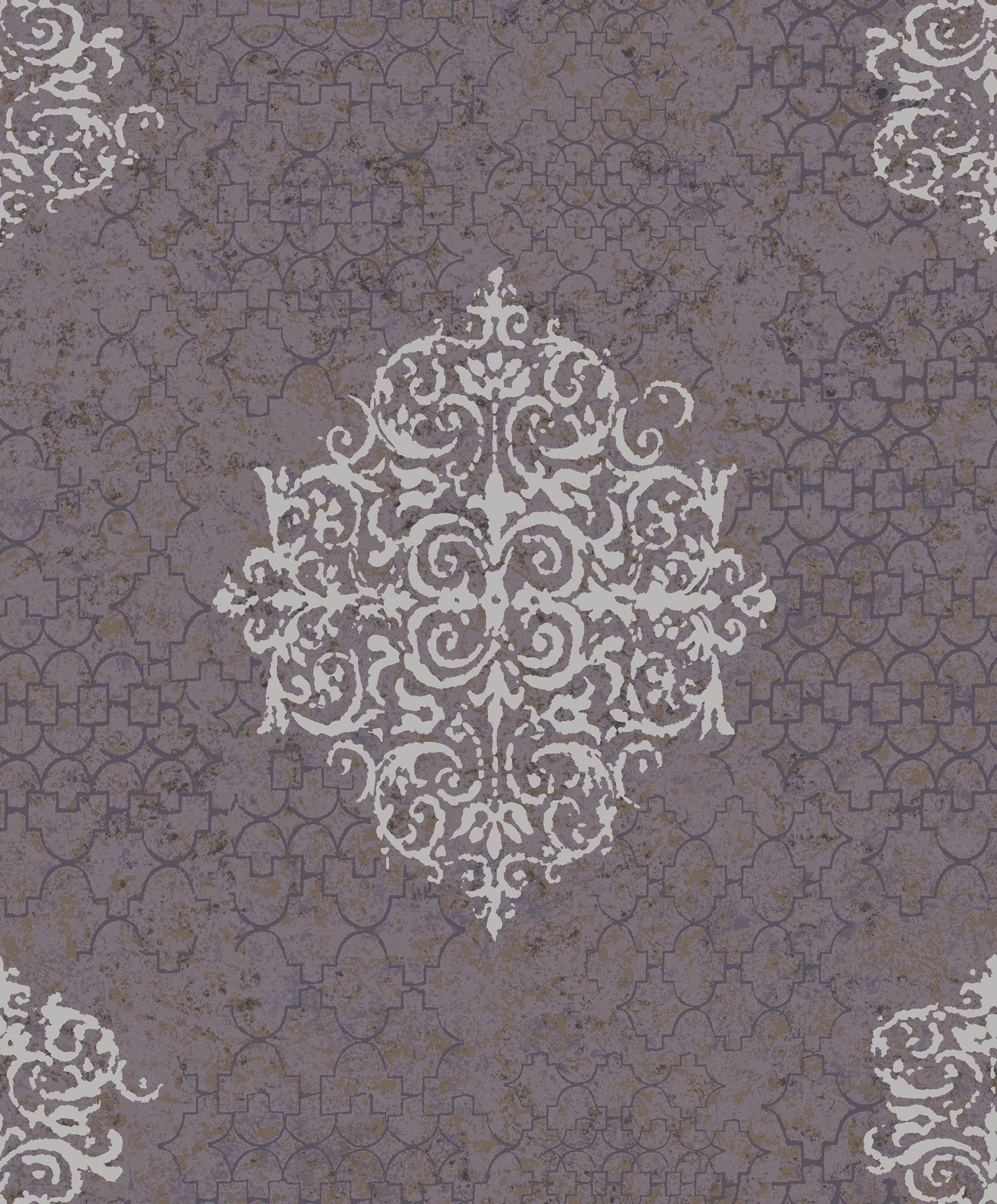 Lustre Damask Mottled Wallpaper - Purple Lilac - Galerie - CM2481 - Premier Wallcovering