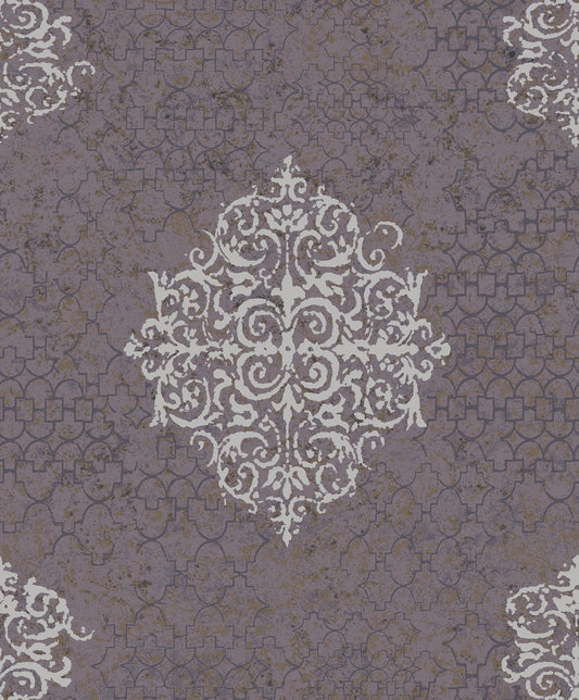 Lustre Damask Mottled Wallpaper - Purple Lilac - Galerie - CM2481 - Premier Wallcovering
