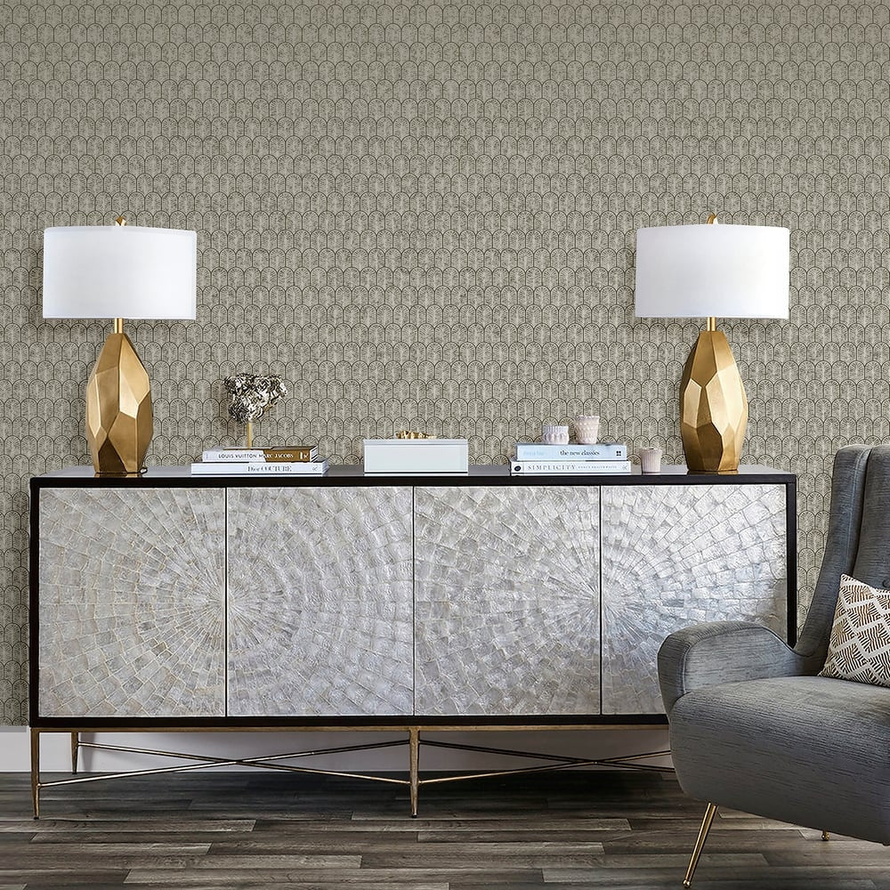 Lustre Geo Arch Wallpaper - Bronze Brown - Galerie - F-VL6004 - Premier Wallcovering