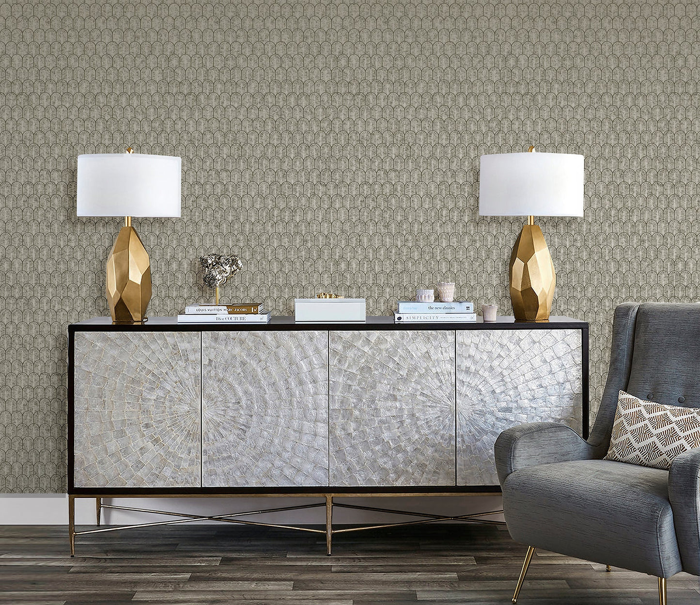 Lustre Geo Arch Wallpaper - Bronze Brown - Galerie - F - VL6004 - Premier Wallcovering