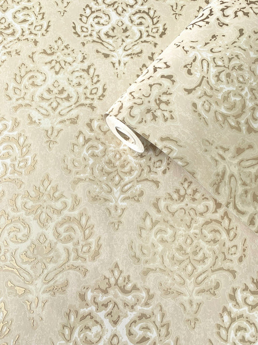 Lustre Modern Damask Wallpaper - Gold - Galerie - MT2009 - Premier Wallcovering