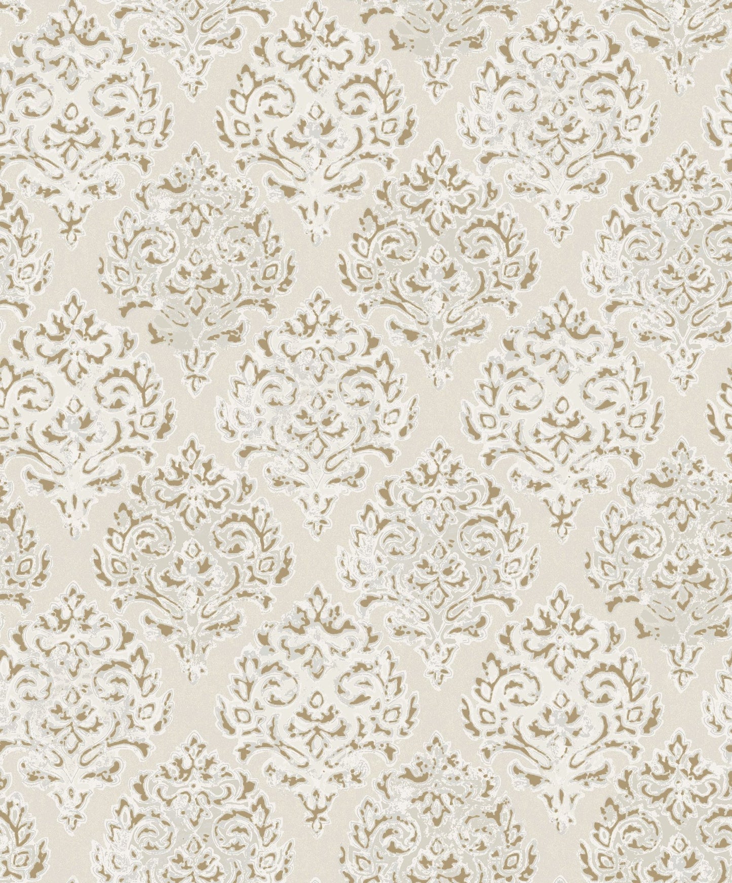 Lustre Modern Damask Wallpaper - Pale Gold - Galerie - MT2020 - Premier Wallcovering