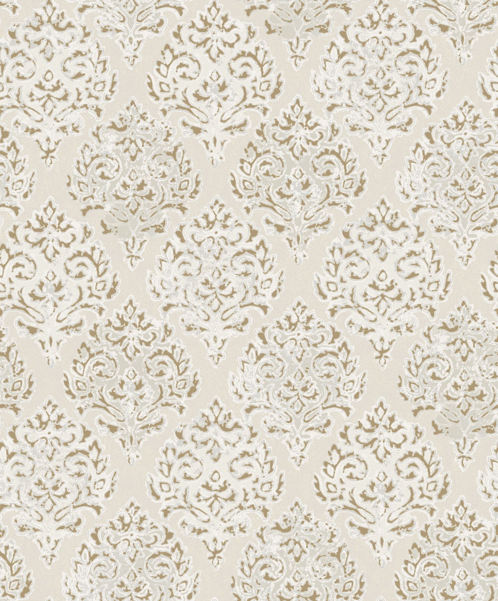 Lustre Modern Damask Wallpaper - Pale Gold - Galerie - MT2020 - Premier Wallcovering