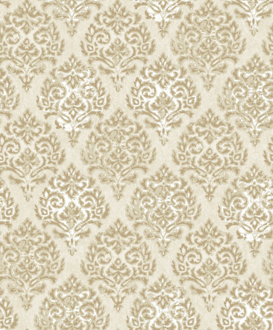 Lustre Modern Damask Wallpaper - Gold - Galerie - MT2009 - Premier Wallcovering