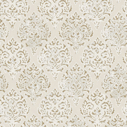 Lustre Modern Damask Wallpaper - Pale Gold - Galerie - MT2020 - Premier Wallcovering