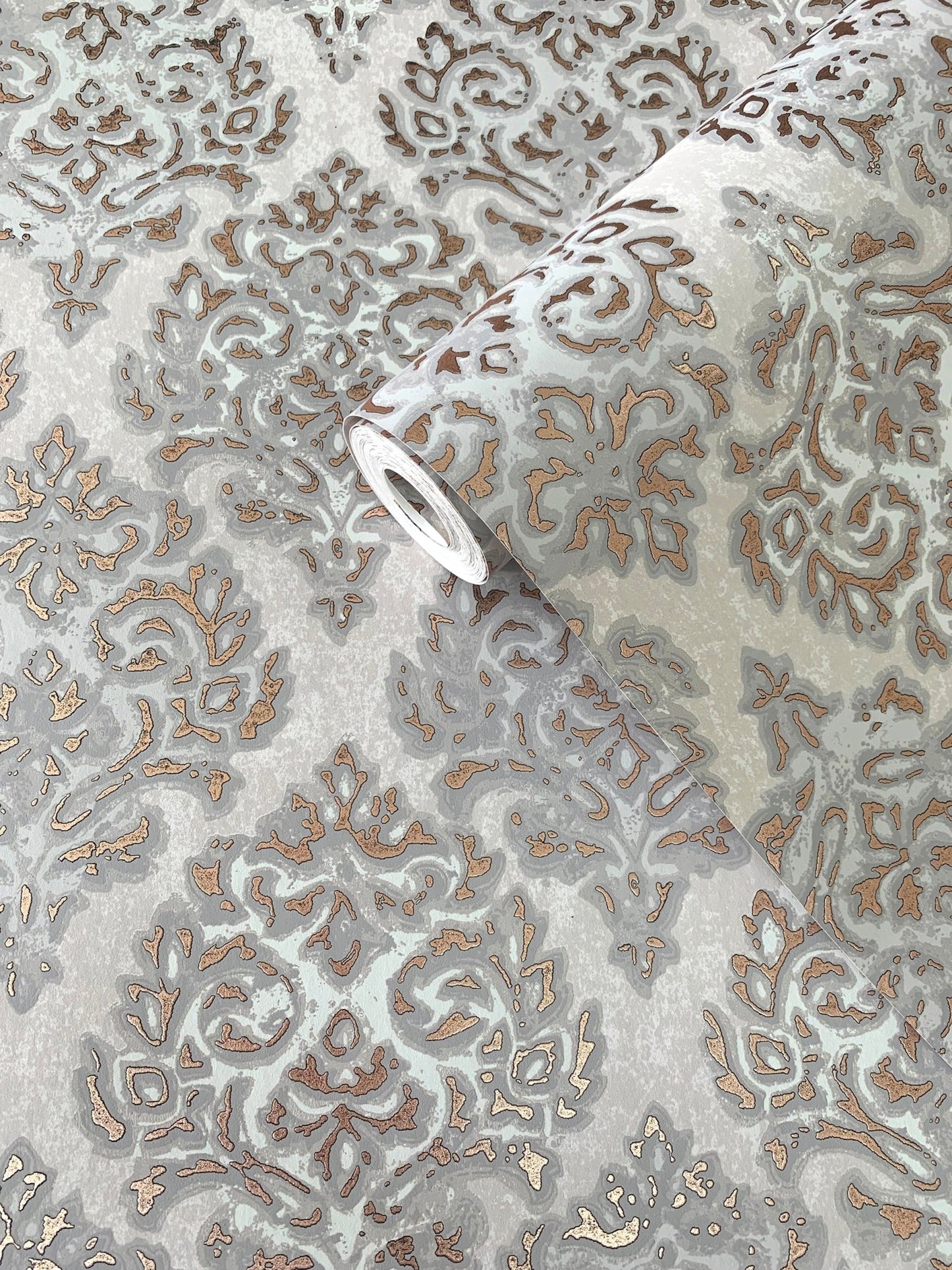 Lustre Modern Damask Wallpaper - Rose Gold - Galerie - MT2035 - Premier Wallcovering