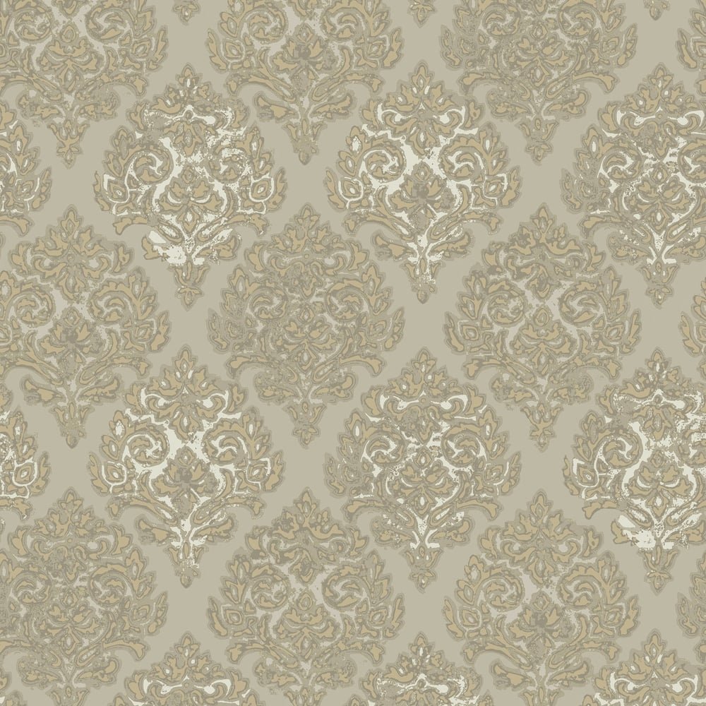 Lustre Modern Damask Wallpaper - Deep Gold - Galerie - MT2022 - Premier Wallcovering