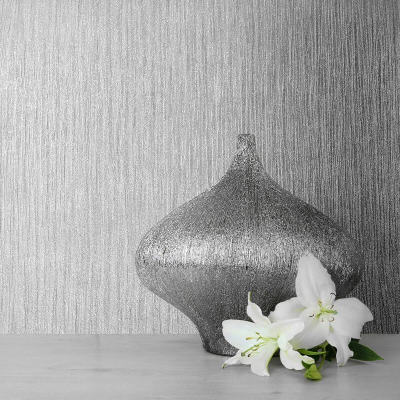 Lustre Texture Pearlescent Wallpaper - Grey - Muriva - 114923 - Premier Wallcovering