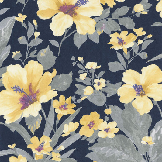 Luxembourg Florescence Wallpaper - Ink/curry - Casadeco - 82346506 - Premier Wallcovering