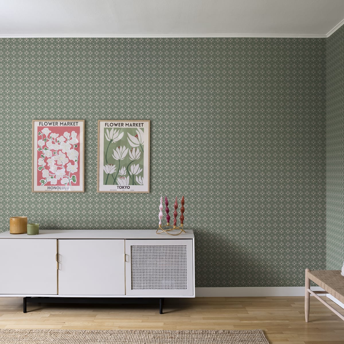 Lyckan Wallpaper - Emerald - Sandberg - S10153 - Premier Wallcovering