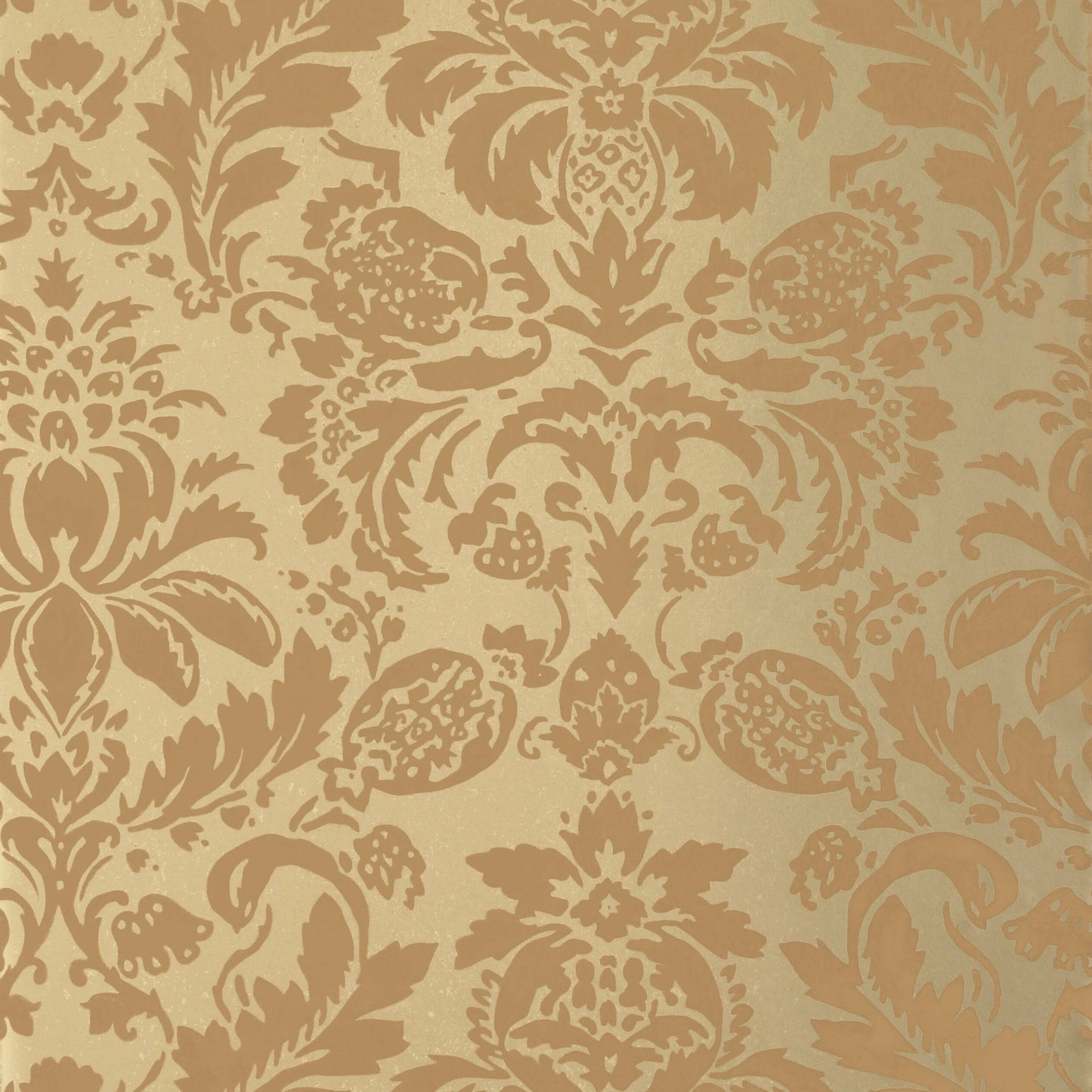 Lyndon Damask Wallpaper - Tobacco on Metallic Gold - Thibaut - T10034 - Premier Wallcovering