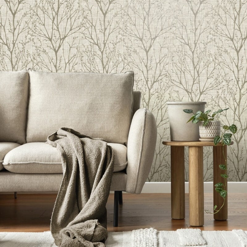 Lynford Trees Wallpaper - Natural - Crown - M1875 - Premier Wallcovering