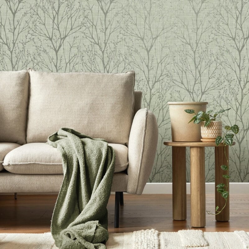 Lynford Trees Wallpaper - Green - Crown - M1876 - Premier Wallcovering