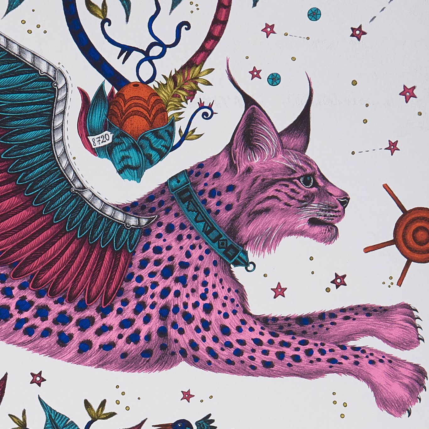 Lynx Wallpaper - Magenta - Clarke & Clarke - Emma J Shipley - W0118/03 - Premier Wallcovering