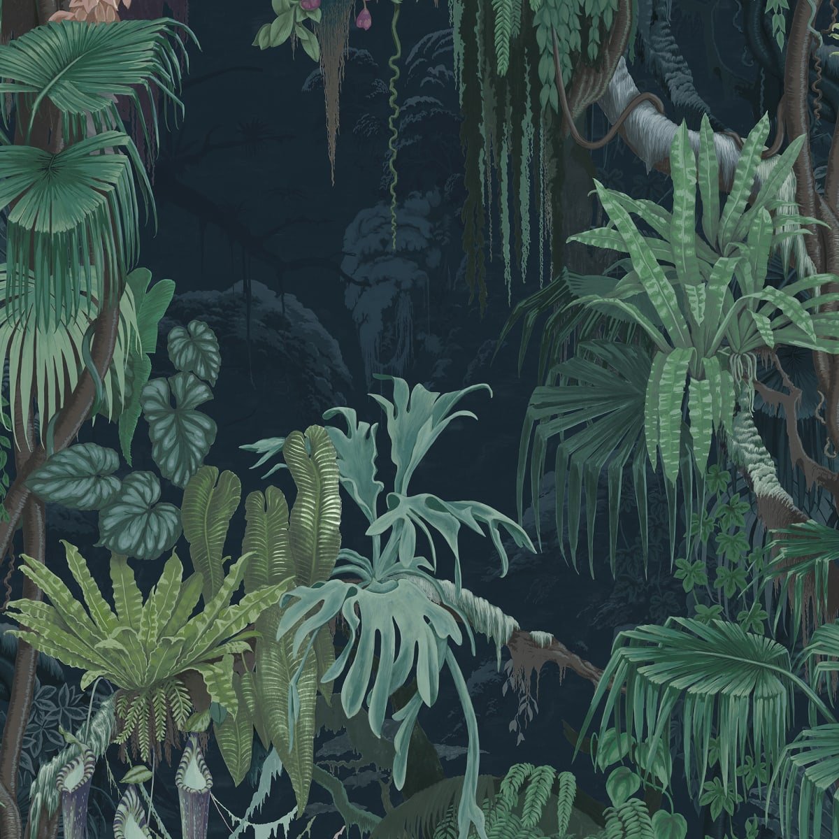 Madagascar Wallpaper - Teal - Rebel Walls - R17491 - Premier Wallcovering