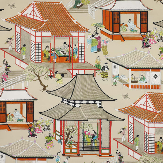 Madame Butterfly Fabric - Rouge de Chine - Manuel Canovas - 04805/01 - Premier Wallcovering