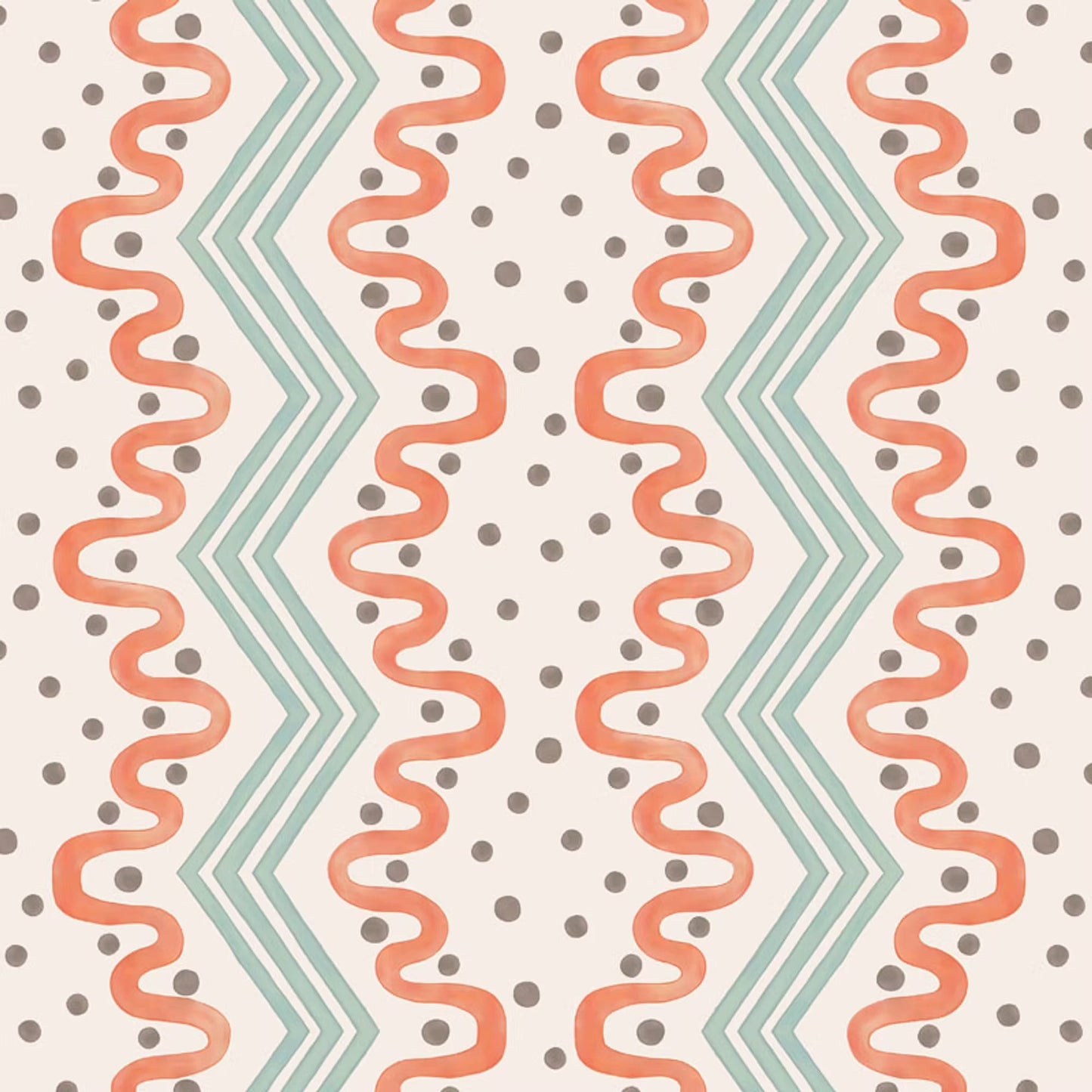 Madame Ziggle Wallpaper - Blue and Orange - Ottoline - W/MZ/101/1 - Premier Wallcovering