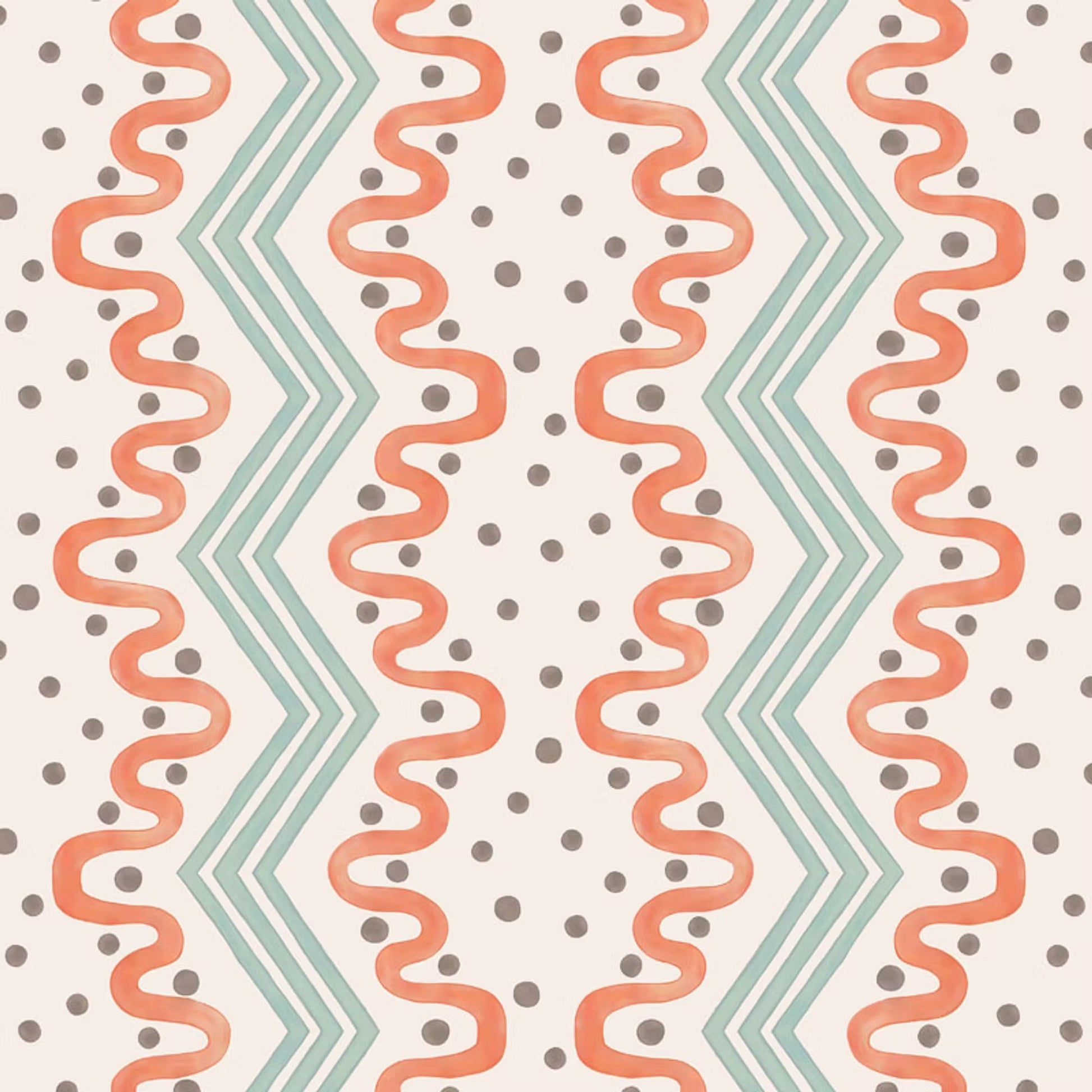 Madame Ziggle Wallpaper - Blue and Orange - Ottoline - W/MZ/101/1 - Premier Wallcovering