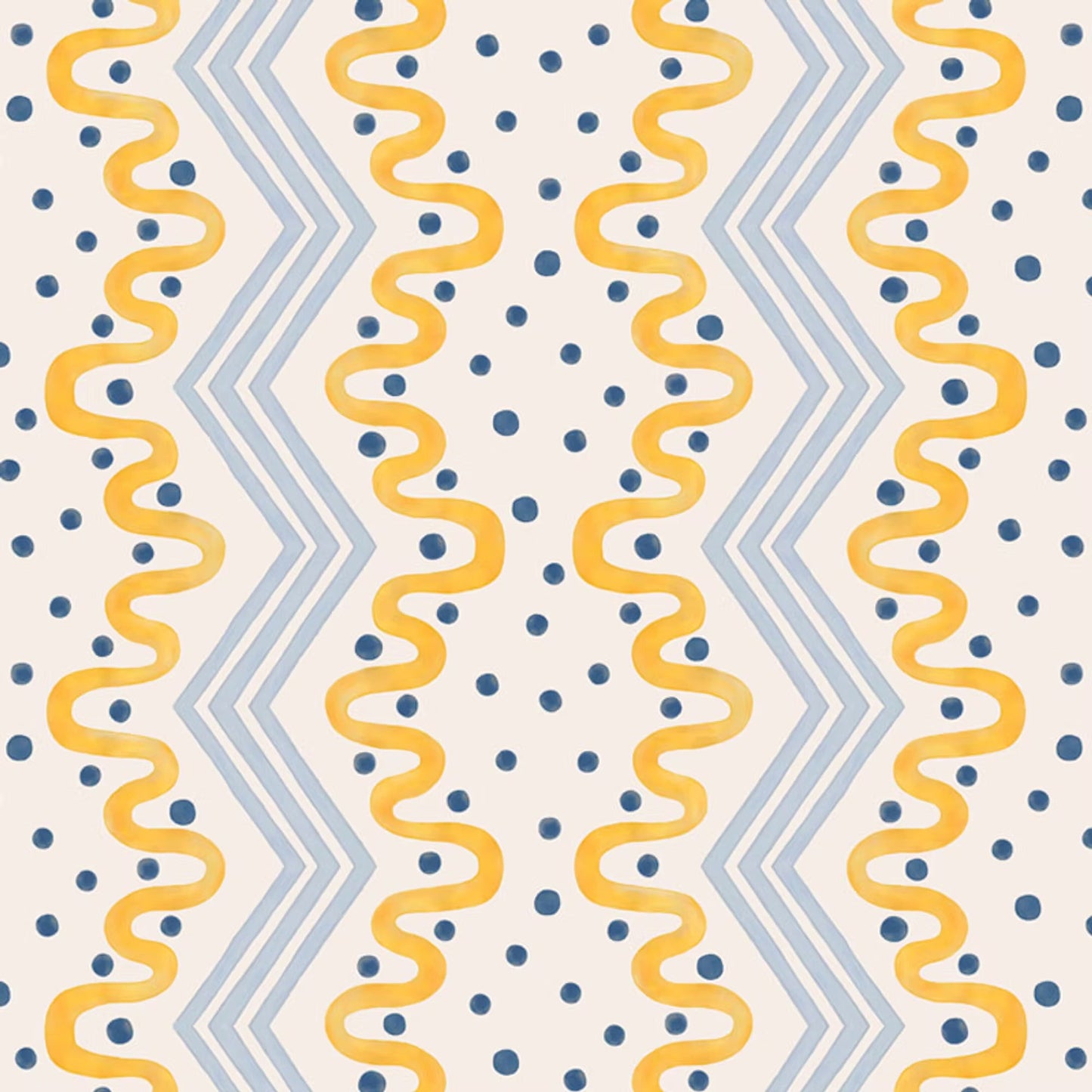 Madame Ziggle Wallpaper - Yellow and Blue - Ottoline - W/MZ/101/4 - Premier Wallcovering
