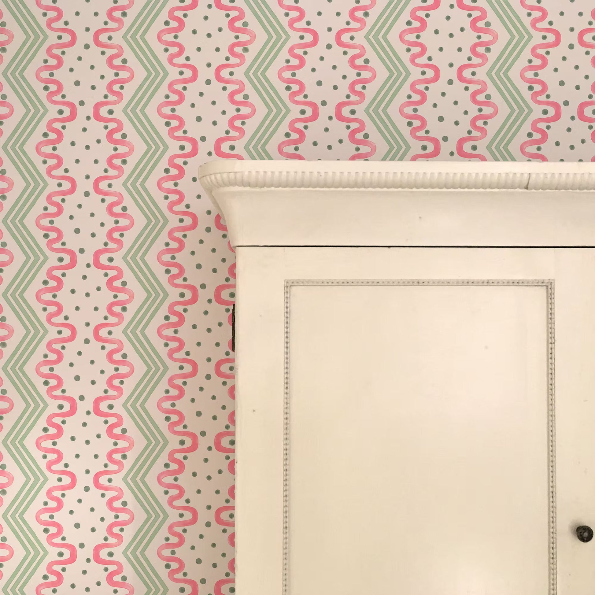 Madame Ziggle Wallpaper - Pink and Green - Ottoline - W/MZ/101/3 - Premier Wallcovering