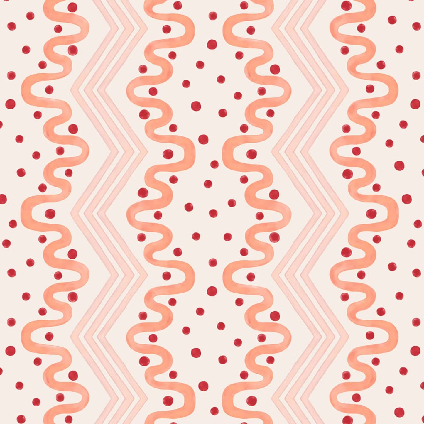 Madame Ziggle Wallpaper - Pink and Coral - Ottoline - W/MZ/101/2 - Premier Wallcovering