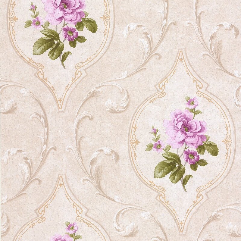 Madelyn Floral Cameo Wallpaper - Lilac/Stone - SK Filson - DE41446 - Premier Wallcovering